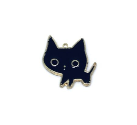 Black Enamel Cat Charm