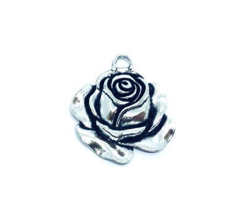Silver Rose Flower Charm