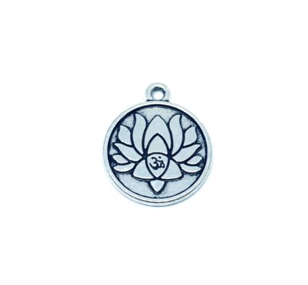 Silver Om Lotus Charm