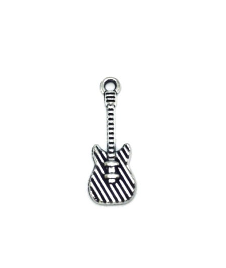 Vintage Guitar Charm Silver