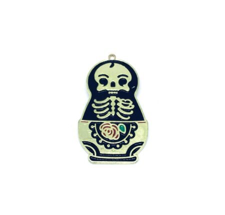 Black Enamel Skull Charm