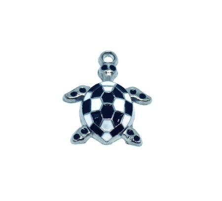 Black & White Enamel Turtle Charm