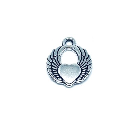 Silver Heart Wing Charm