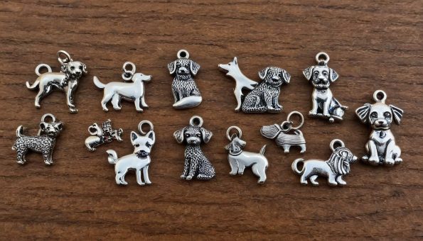 Different types of dog charms for jewelry making
