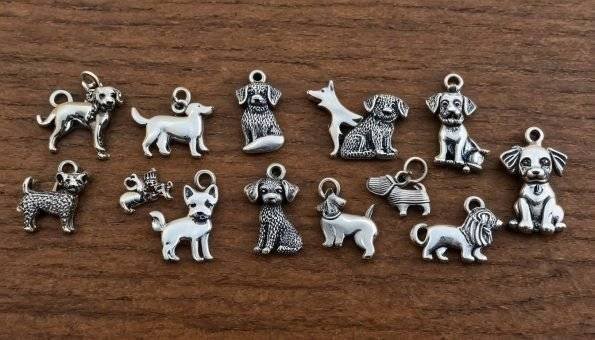 Different types of dog charms for jewelry making