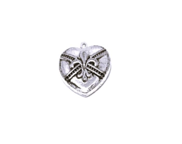 SFDLS-012 Heart shaped Fleur De Lis Charm