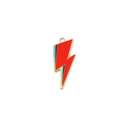 Red Enamel Lightning Bolt Charm