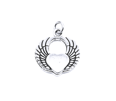 Angel Feathers Heart Charm