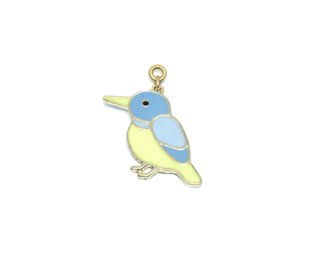 Stylized Kingfisher Enamel Charm