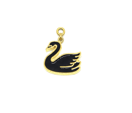 Elegant Black Swan Enamel Charm