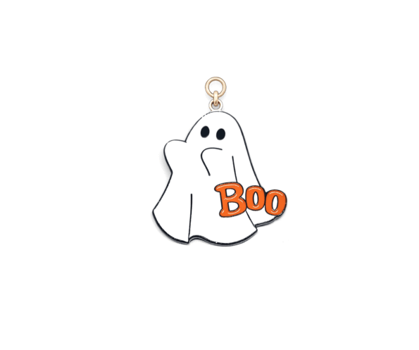 SHAL-004 Enamel Ghost Charm with BOO Inscription