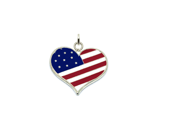 SUSA-002 Heart-shaped American flag charm