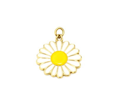 Golden Daisy Enamel Charm