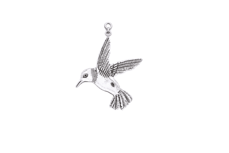 Silver Hummingbird Charm in flight