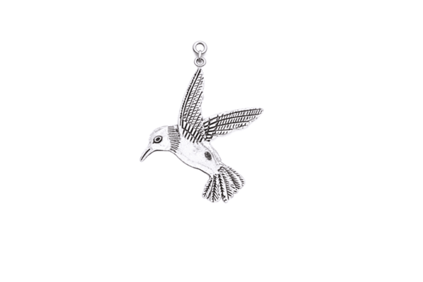S-BHM-002 Silver Hummingbird Charm in flight-