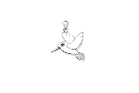 White Enamel Hummingbird Charm