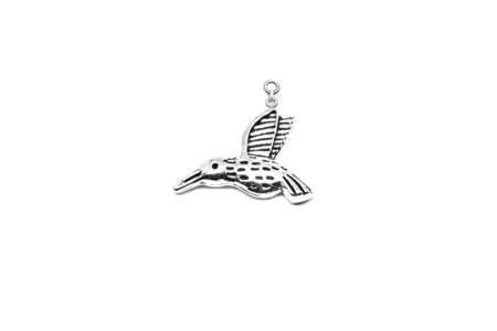 Intricate Oxidized Hummingbird Charm
