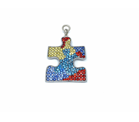 Colorful Rhinestone Puzzle Piece Charm