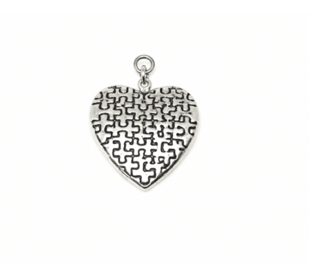Engraved Heart-Shaped Puzzle Charm