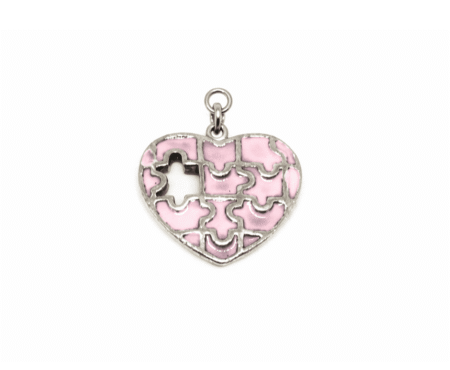Pink Enamel Heart-Shaped Puzzle Charm