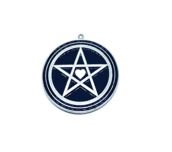SCPE-005 Black Enamel Pentacle Charm with Heart